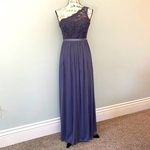 David’s Bridal Long One Shoulder Lace Formal Dress